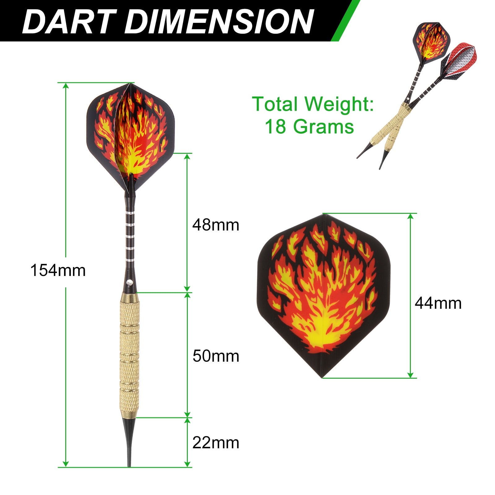 Soft Tip Darts Set- 12Pcs Plastic Tip Darts 100 Extra Dart Tips 42 Dart Flights for Electronic Dart Board