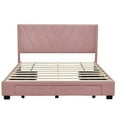 thumbnail image 4 of Queen Size Storage Bed, Linen Upholstered Platform Bed with Headboard and 3 Drawers, Bedroom Queen Platform Bed Frame with Slat Support for Teens, Adults, No Box Spring Needed, Pink, 4 of 7