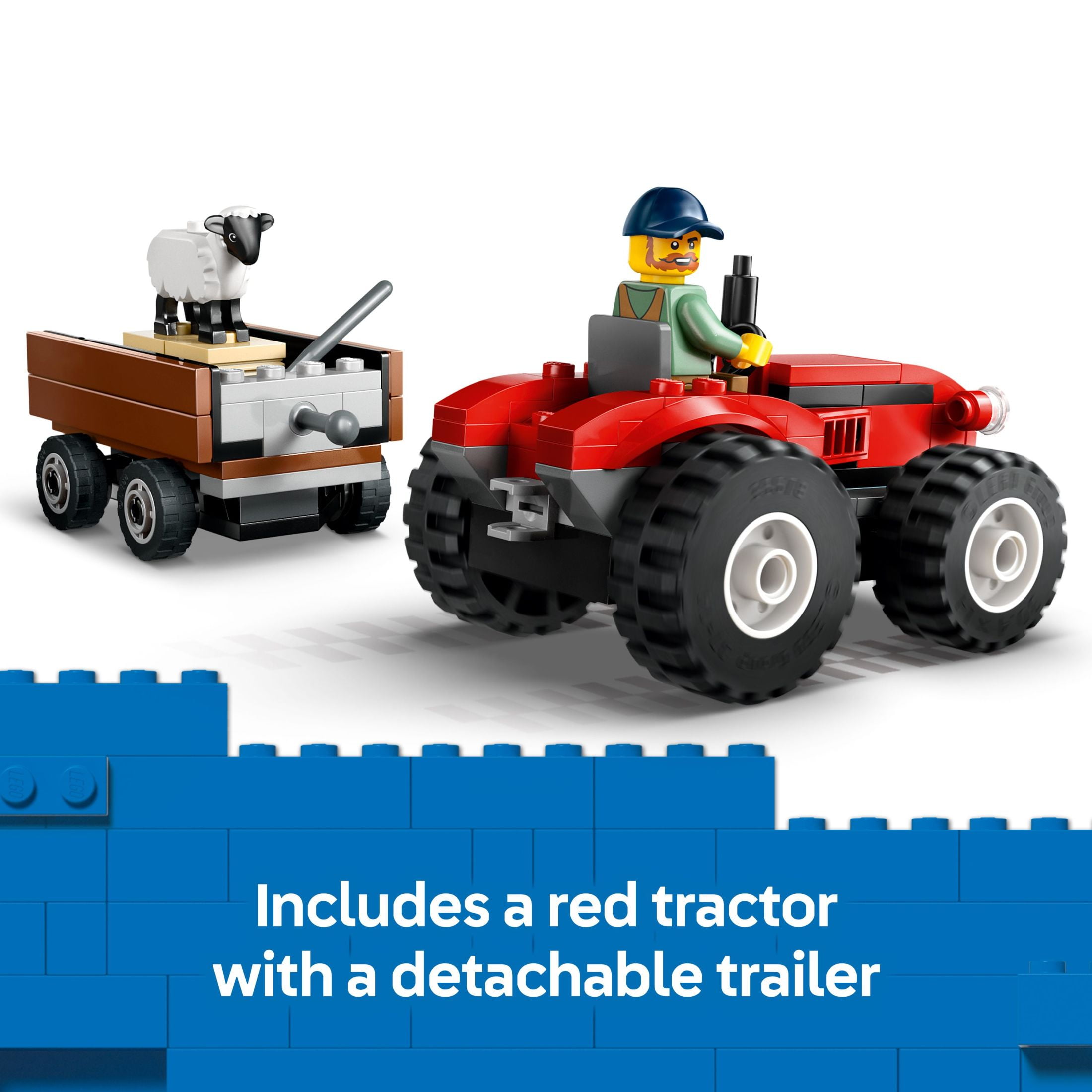 LEGO City Red Farm Tractor with Trailer & Sheep Toddler Learning Toy - Farm Toy with Tractor and Animal Figurines - Preschool Toy for Boys and Girls, Ages 4+ - Gift for Birthdays and Holidays - 60461