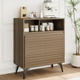 thumbnail image 1 of Bingirl Armoire de Rangement Cannelée, Buffet Bahut avec Rangement et Tablettes Ajustables pour Salon, Cuisine, Entrée, Brun Noix, 1 of 7