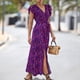 thumbnail image 2 of Gibobby Vestido largo casual de verano para mujer Vestidos casuales de verano para mujer Vestido de manga corta con estampado de flores Vestido casual de playa(Morado,CH), 2 of 5