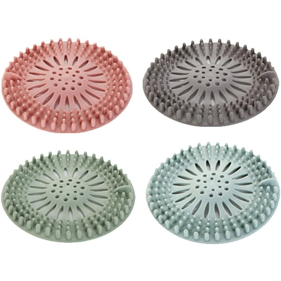 Shower Hair Drain Catcher Silicone Hair Drain Strainer for Shower Drain Cover,Easy To Install and Clean Bathroom Bathtub Kitchen Sink Strainer Accessories 4 Pack
