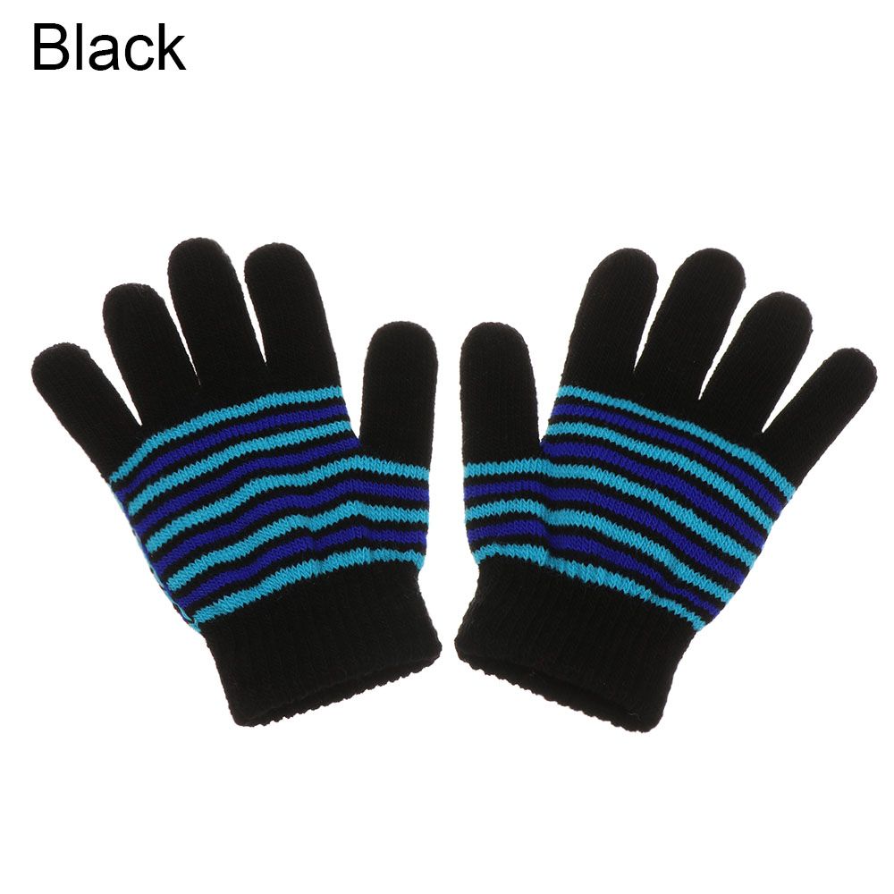 Outdoor Girls Boys Winter Thicken Cartoon Printed Stripe Kids Gloves