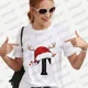 thumbnail image 1 of Camiseta navideña a juego para la familia, ropa de mujer a la moda, 26 letras del alfabeto, camisetas gráficas estampadas, ropa de calle, camisetas de manga corta, 1 of 5