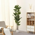thumbnail image 5 of Artificial Ficus Rubber Tree + 5FT Tall Faux Plant in Pot, Great for Home, Office, Store & Large Indoor Floor Decoration, 5 of 5