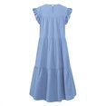 thumbnail image 4 of Pop Seller Women's Round Neck Casual Short Sleeve Ruffle-Trim Summer Mini Dresses Light Blue 5XL, 4 of 4