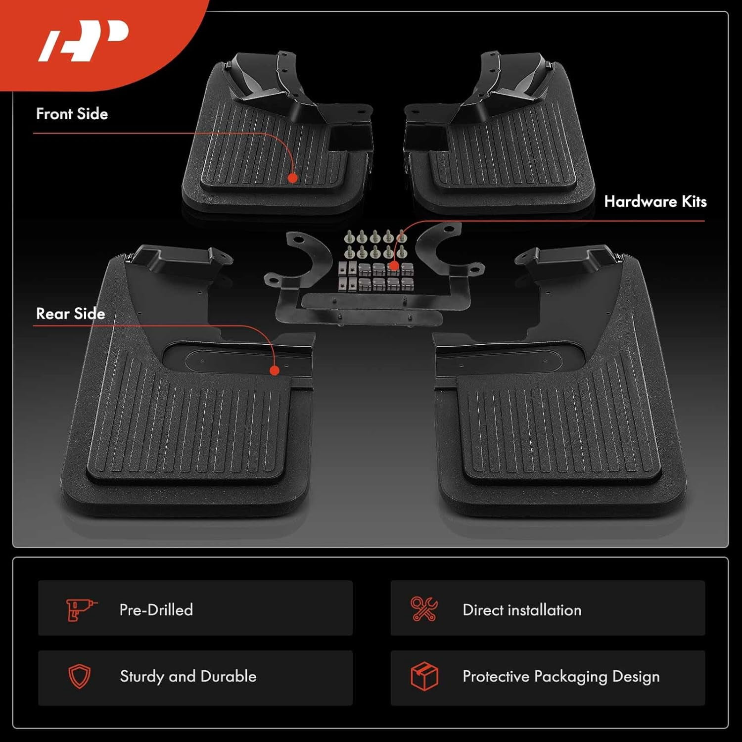 A-Premium Set of 4PCS Mud Flaps Splash Guards Mudflaps Mudguards with Hardware Kits Compatible with Ford Bronco 2021 2022 2023 2024, Front & Rear Driver and Passenger Side