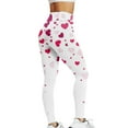 thumbnail image 3 of Workout Leggings For Women High Waisted Tummy Control Valentine's Day Heart Print Running Tights for Women Skimpy Soft Sport Yoga Pants Hot Pink XL, 3 of 3