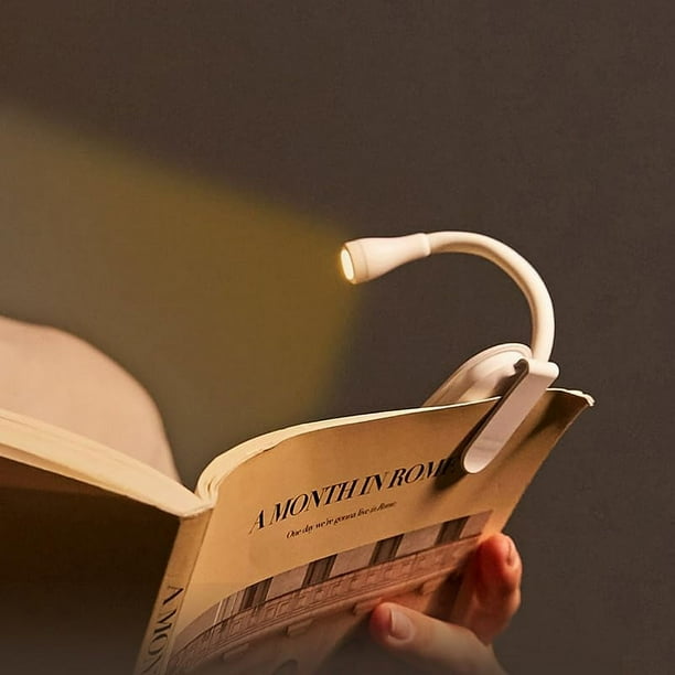 Mini luz LED para libros para leer en la cama, brillo ajustable en 3 colores, lámpara de lectura recargable por USB, luz portátil con Clip