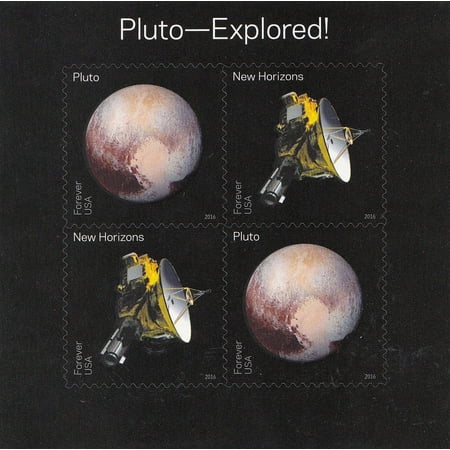 Horse Postage - Pluto-Explored! Souvenir Sheet of 4 USPS Forever Postage Stamps Collectible Planet