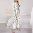 thumbnail image 3 of Pofeuu Wildflower Watercolor 2 Print Womens Pajamas Set Long Sleeve Sleepwear Button Down Nightwear Soft Pj Lounge Sets Button Down Pajamas Women-Medium, 3 of 7