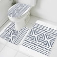 thumbnail image 4 of Blue Bohemian Bathroom Rugs Set Vintage Farmhouse Non Slip Absorbent Soft Bath Mats 3 Piece Set with Bathroom Rug, U-Shaped Floor Mat, Toilet Seat Cover Large Size, 4 of 9