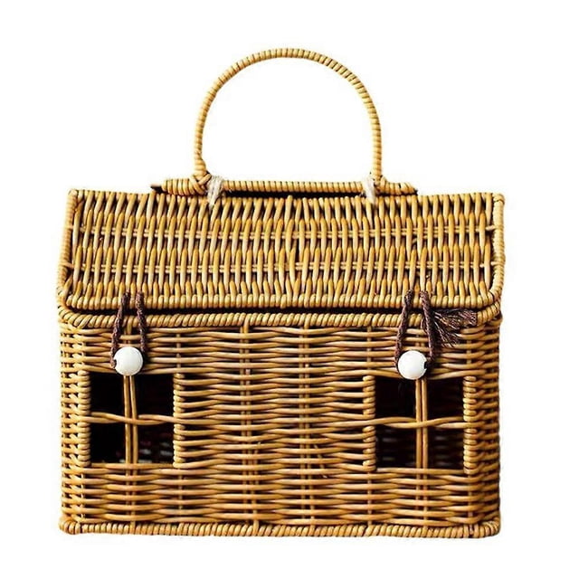 Woven Picnic Basket, Handmade Fruit Bread Snack Tote,Portable Carry Bag