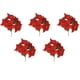 thumbnail image 2 of Christmas Poinsettia Floral Bouquet Artificial Flower Stems with 5 Fork Design Realistic Plastic Greenery for Home Holiday Table Centerpiece Wedding Party Decorations, 2 of 6