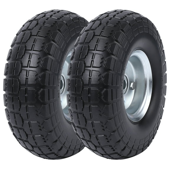 EastVita 10" Flat Free Tires, 4.10/3.50-4 Air Less Tires Wheels with 5/8" Bearings,Solid Rubber Tyre Wheels for All Hand Truck, Trolley(2 Pack)