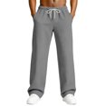 thumbnail image 3 of Havenx Mens Sweatpants Wide Leg Drawstring Pants with Pockets Elastic Waist Bottoms Textured Open Bottom Baggy Casual Athletic Workout Lounge Pant,Gray 2XL, 3 of 6