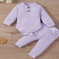 thumbnail image 3 of Newborn Baby Boy Girl Ribbed Romper and Pants Outfits Set 2PCS, 3 of 6