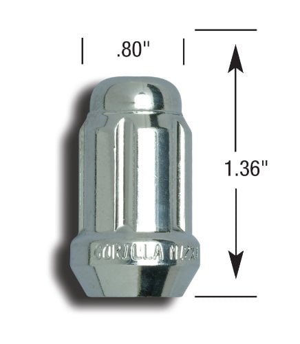 12mm X 1.50 Thread Size Gorilla Automotive 20033SD Acorn Open End Chrome Small Diameter Lugs