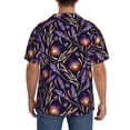 thumbnail image 3 of Lsque Lavender Flowers print Men's Cuban Collar Short Sleeve Shirt Summer Beachwear Casual Button Down Fashionable Vacation Leisure Shirt-Small, 3 of 7