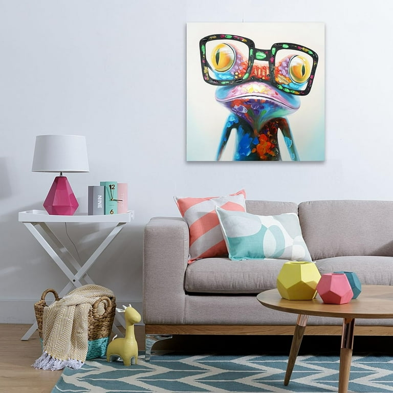 7WallArts - Hipster Fun Frog with glasses Colorful Animal