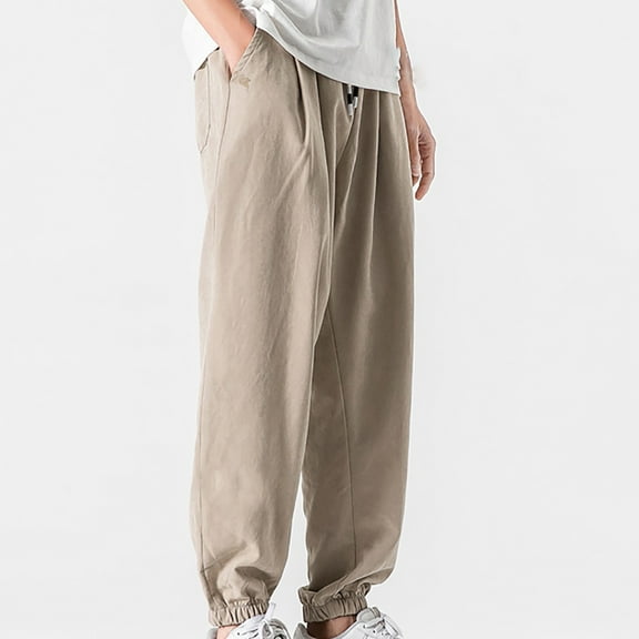 Dgankt Joggers for Men Men's Casual Long Pants Elastic Waist Drawstring Comfy Pocket Pants Cuffed Fit
