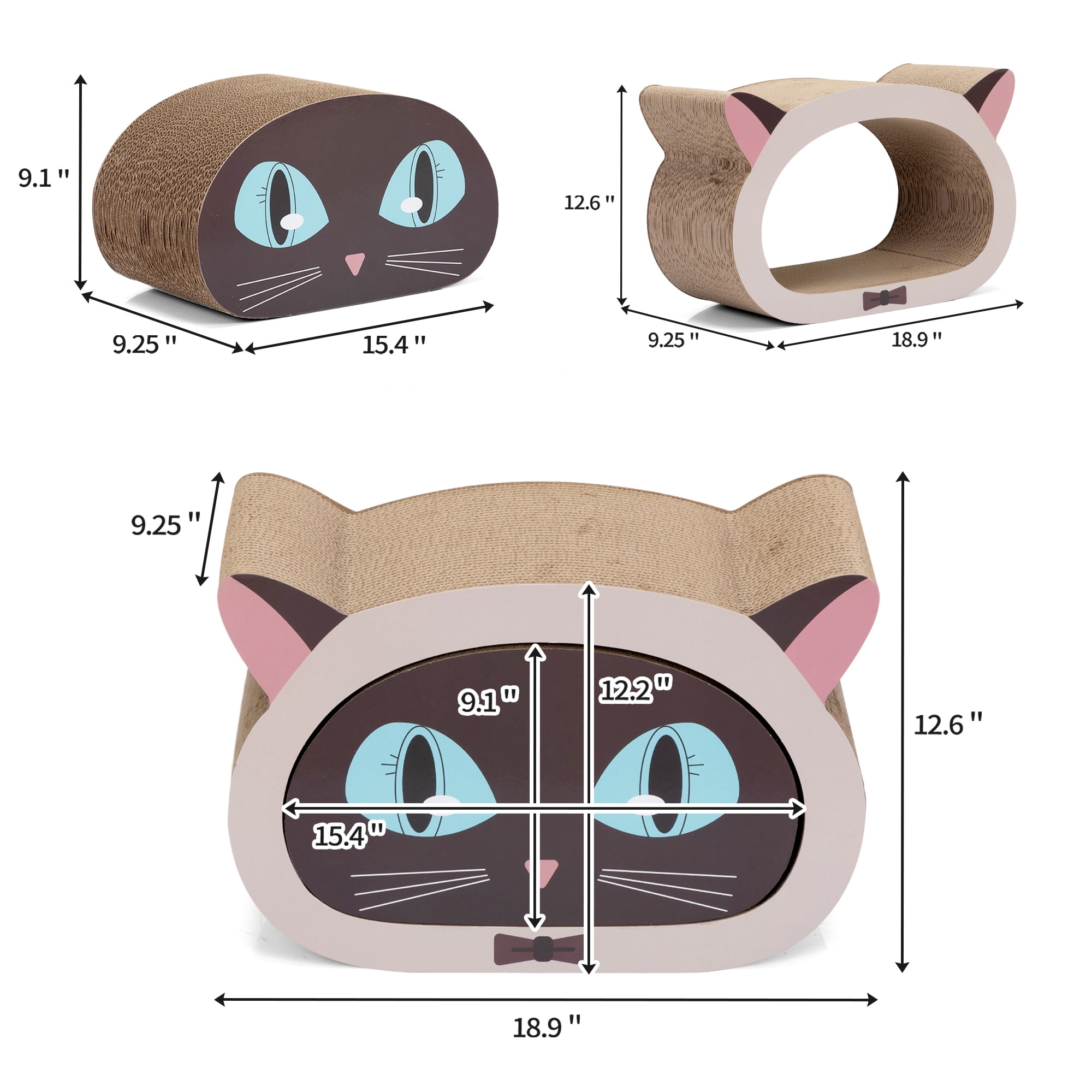 Kadyn 18" Cat Scratching Pads Cardboard for Indoor Cats, Cat Scratcher Lounge, Scratch Toys with Catnip, Brown
