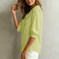 thumbnail image 4 of Siminsem Women's Striped Peter Pan Collar Blouse 3/4 Sleeve Loose Fit Casual Summer Tops 2026 Spring Trendy Dressy Work Shirts Lightweight Vacation Wear, Light Green, L, 4 of 5