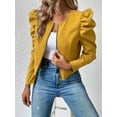 thumbnail image 4 of Womens Cropped Jacket Long Sleeve Zipper Up Coat Outwear Fall Outfit Shackets Bright Yellow S, 4 of 7