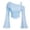 Light Blue-#004, variant on Bell Sleeve Top Mesh Cold Shoulder Y2k Long Sleeve Crop Blouse Ruched Asymmetrical Hem Cute Beach Bar Outfits,Purple S