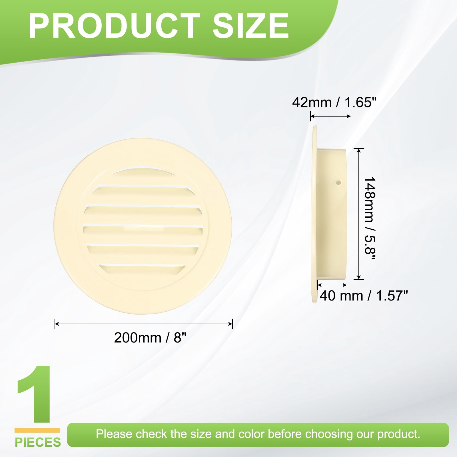 Uxcell 5.8" Round Air Vent, Louver Grille Cover Aluminum Alloy Soffit Vent HVAC Ventilation for Ceiling Wall Roofing Bathroom Kitchen Garage Duct Shed Garage, Beige