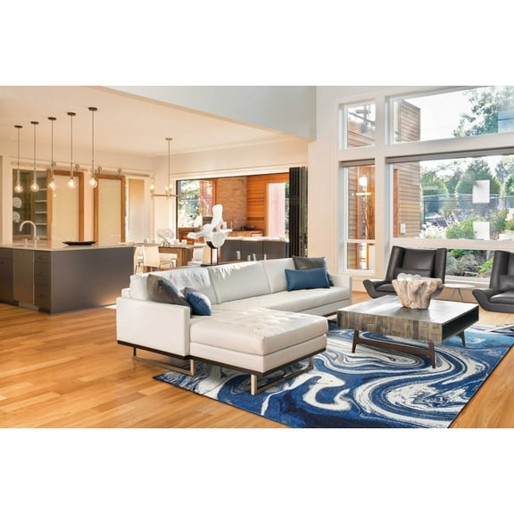 5' x 7' Blue Abstract Design Indoor Area Rug