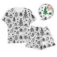 thumbnail image 2 of FAOWME Ensemble de T-Shirt Graffiti Dessin Animé pour Enfants, Col Rond, Shorts, Blanc 4-5 Ans, 2 of 3