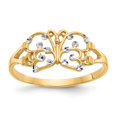 thumbnail image 1 of Solid 14k Yellow Gold Two Toned Diamond-cut Butterfly Ring Band Size 5.5, 1 of 6