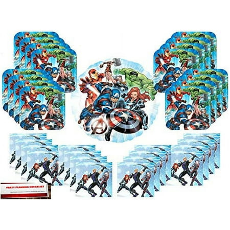 Marvel Epic Avengers Party Supplies Bundle Pack for 16 (with 17 inch Balloon Plus Party Planning Checklist by Mikes Super Store)