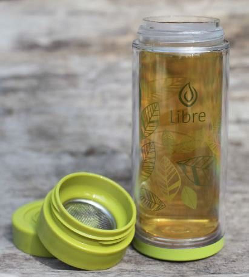 The Sacred Glass Tea Infuser Bottle + Strainer for Loose Leaf, Herbal,  Green or Ice Tea. 415ml/14oz Cold Brew Coffee Mug + Fruit Infusions tumbler.  Free Quilted and Neoprone Sleeves 
