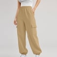 thumbnail image 3 of WTXUE Girls Cargo Pants, Scrub Pants Women's Loose Cargo Pants Retro Multi Pocket Low Waist Drawstring Pig Nose Buckle Slim, Scrub Pants Pantalones De Mujer, Bronze, 3 of 6