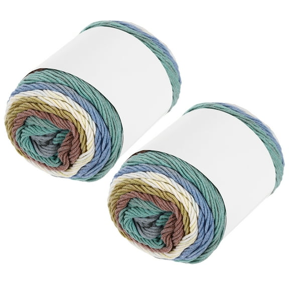 2Pcs 422 Yard Acrylic Yarn for Crocheting, Blue,Brown,Green,Beige
