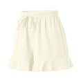 thumbnail image 4 of Aayomet Lounge Shorts For Women Womens Summer Casual Shorts Comfy Cotton Linen Elastic Waist White Shorts For Women Beige,XL, 4 of 5