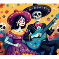 thumbnail image 4 of Floral Design Day of the Dead Skeleton Banner Cultural Theme Celebration Decor for Festival Party Decoration Event, 4 of 7