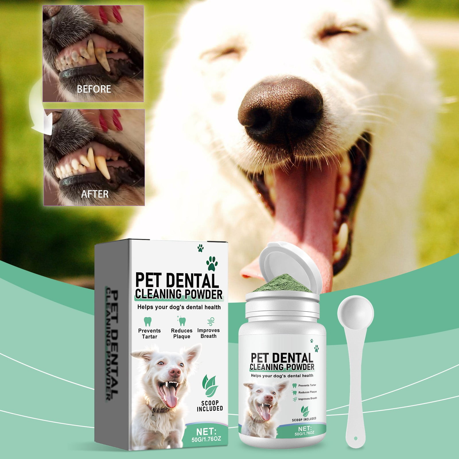 Dog breath powder sale
