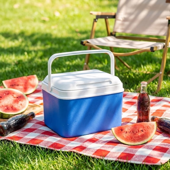 Portable Insulated Cooler Box for Fishing and Outdoor Use - Durable, Lightweight Refrigeration Solution for Picnics and Camping Blue