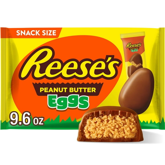 Pack of 2 - Reeses Milk Chocolate Snack Size Peanut Butter Eggs, Easter Candy Bag, 9.6 Oz