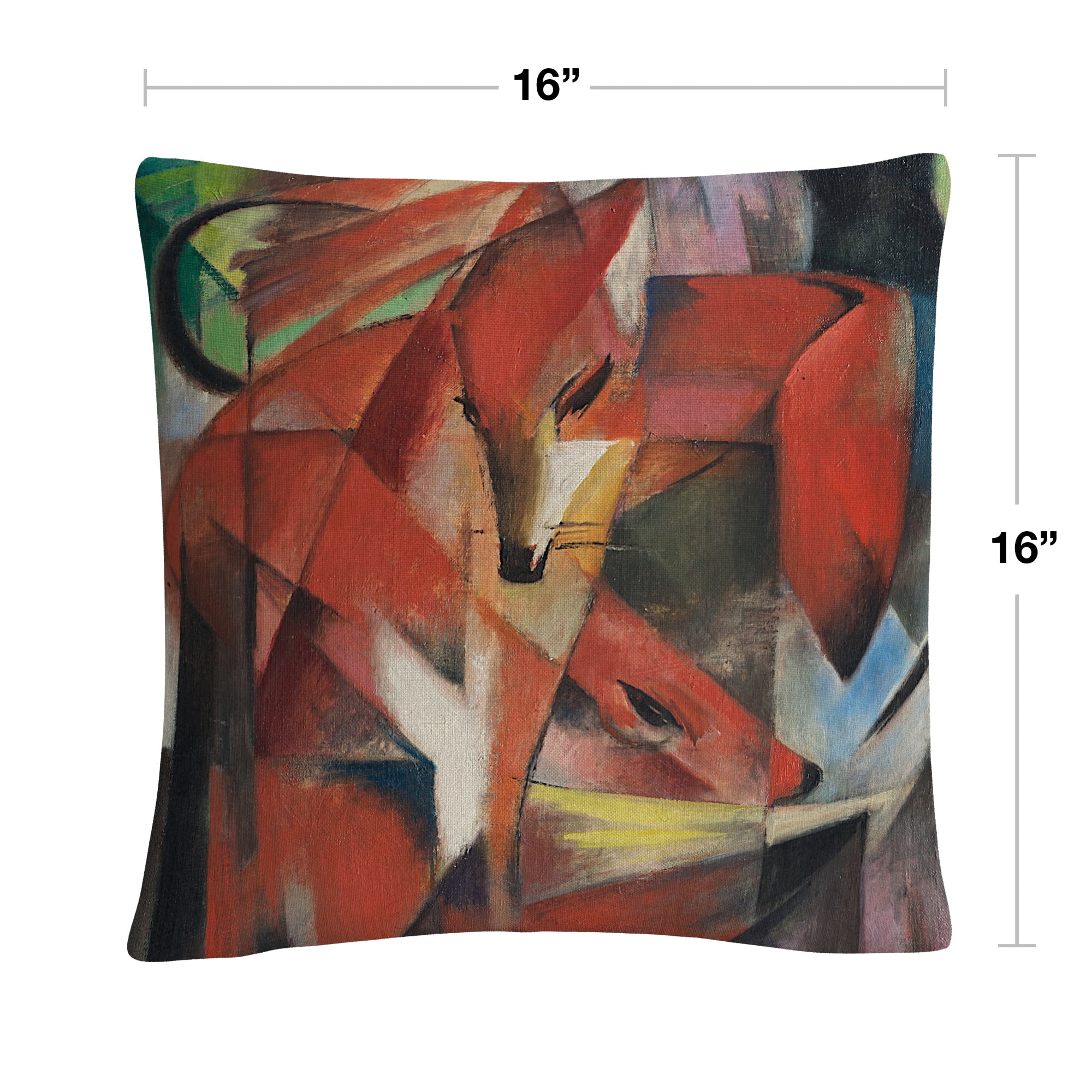 Franz Marc 'The Fox 1913' 16 X 16 Decorative Throw Pillow