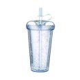 thumbnail image 1 of Taza de café con pajita de doble pared, taza de 420 ml, botella para beber con tapa y pajita para jugo, café, reutilizable, 1 of 6