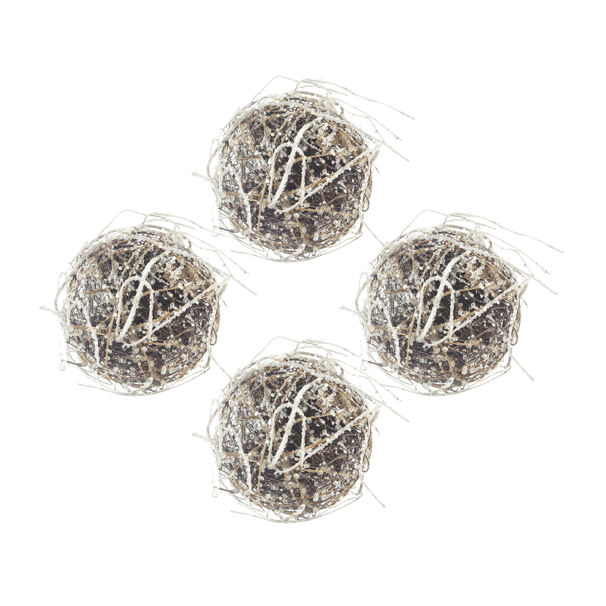 Iced Twig Ball Christmas Ornament Snow Covered Look Plastic Wire Angelvine Tree Decor Gift