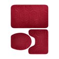 thumbnail image 1 of Naiovety Juego de alfombrillas de baño elegantes e impermeables de 3 piezas, juego de alfombrillas de baño fáciles de limpiar e instalar, Juegos de accesorios de baño rojo, 1 of 6