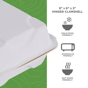 Eco-Products Compostable Disposable Clamshell Take Out Container, Eco-Friendly Sugarcane Food Container, 9 x 6, Case of 250