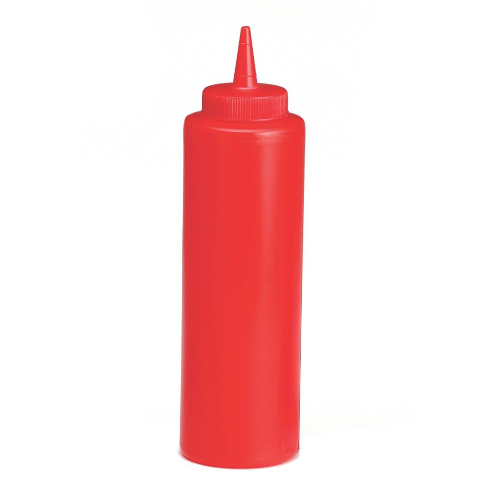 TableCraft 112K 12 Oz. Ketchup Squeeze Bottle Dispenser w/ Red Cap