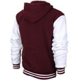 thumbnail image 2 of Men's Athletic California Sherpa Fleece Lined Cali Zip Up Hoodie Jacket (Burgundy White, M), 2 of 4