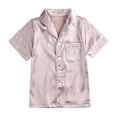thumbnail image 6 of Xdegoge 2 Piece Sets for Girls Boys Summer Outfits Pajama Sets Short Sleeve Button Down Shirts Shorts Silk Soft Comfy Solid Color Sleepwear, Size 3 Years ofertas De Hoy En, 6 of 6